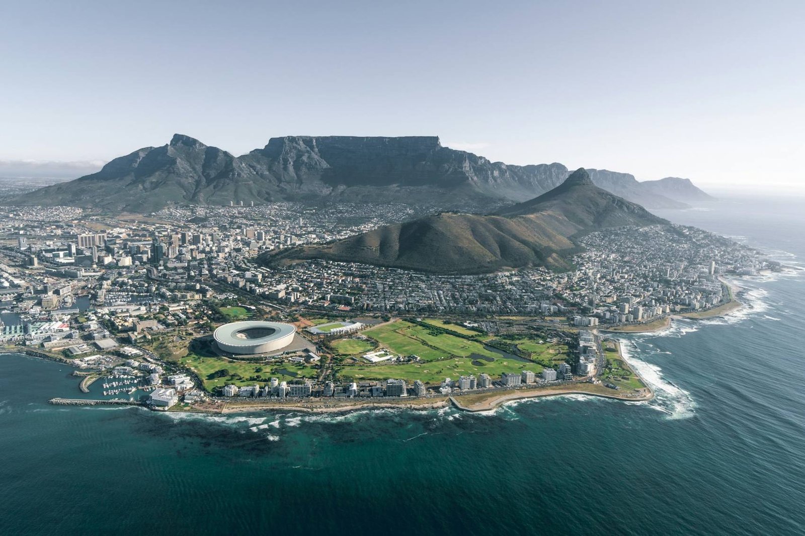 Aerial view of Cape Town, Table Mountain and Lion's Head