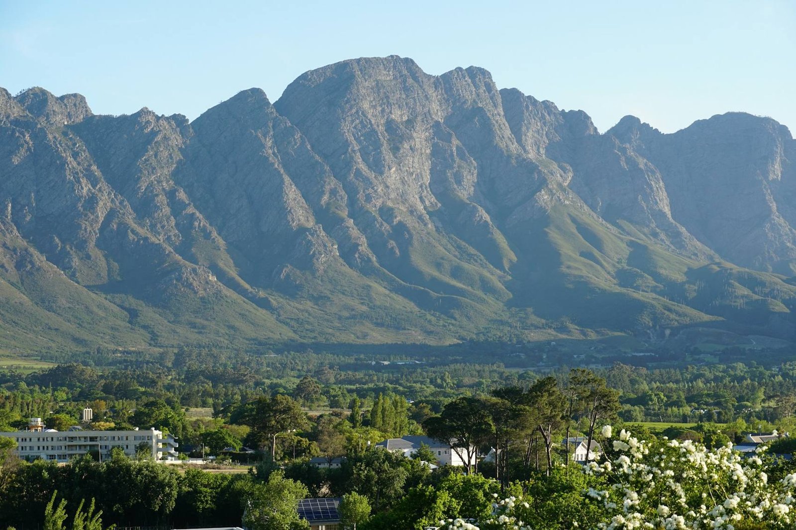 Franschhoek valley and mountains in the Cape Winelands