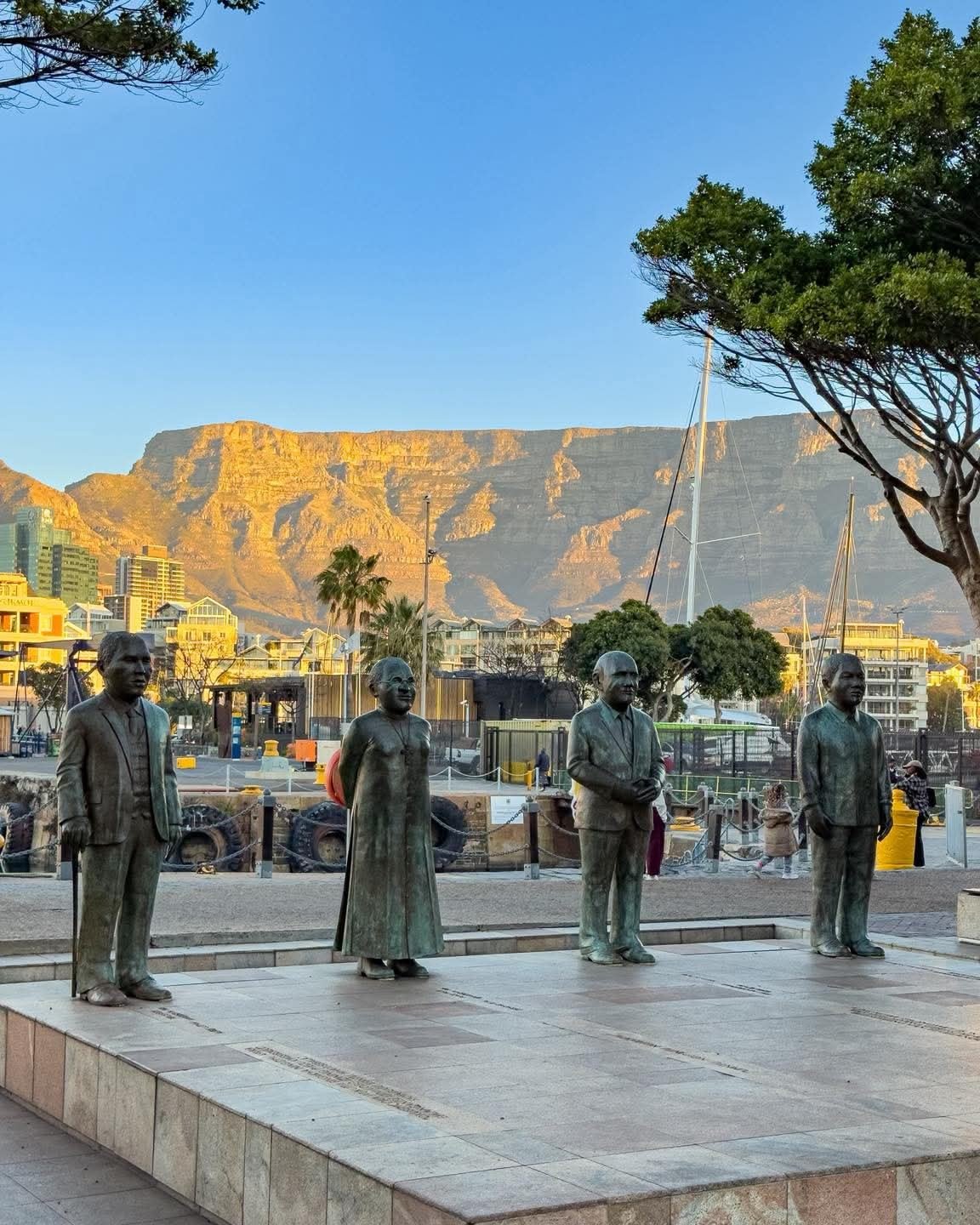 Statues of South Africa's four Nobel Peace laureates at Nobel Square, V&A Waterfront