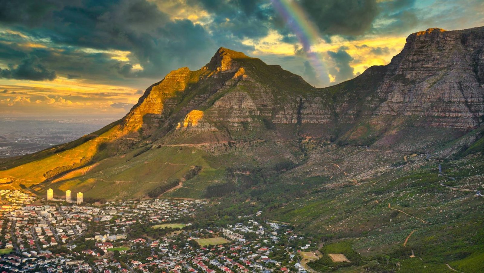 Table Mountain glowing gold above the City Bowl